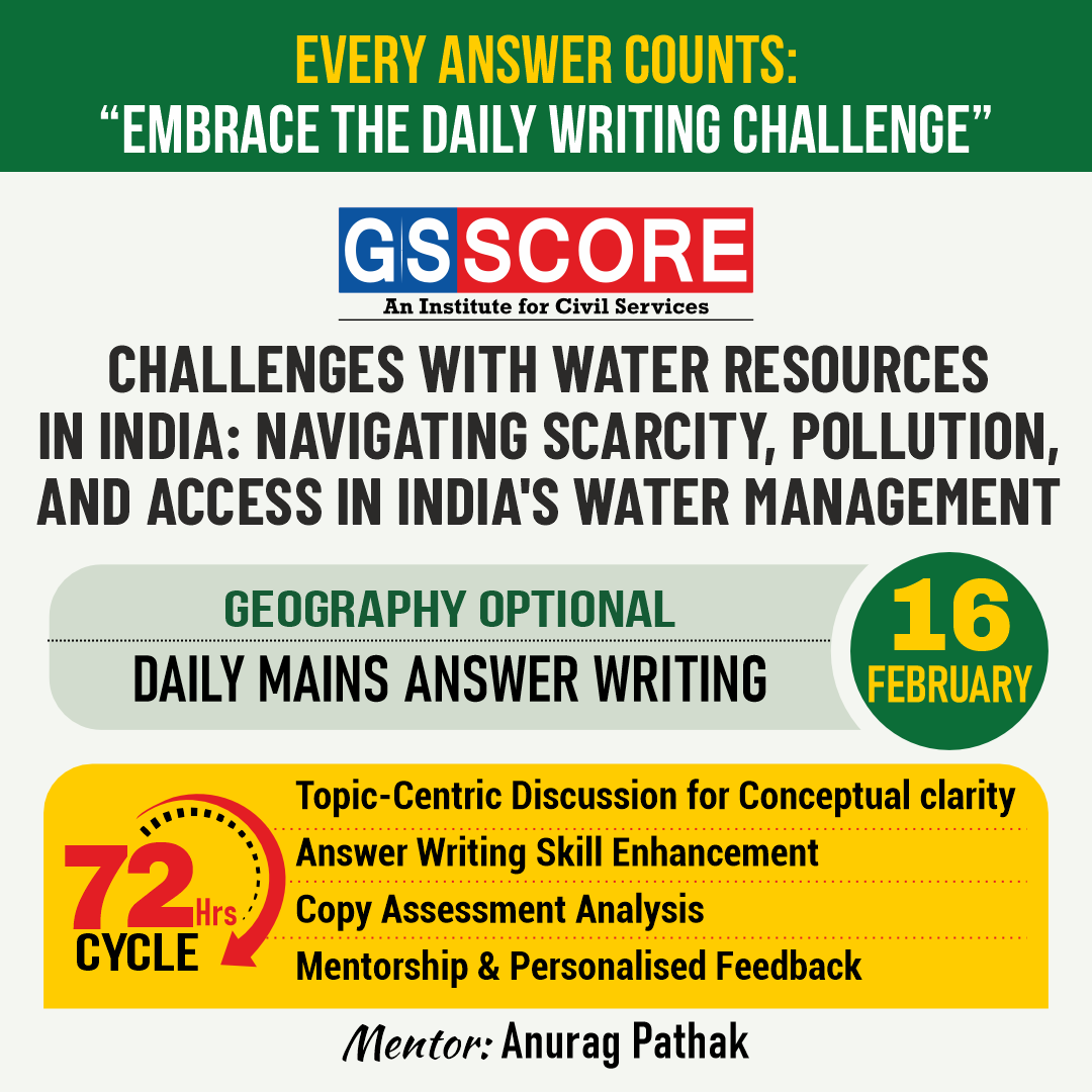 Geography Optional (Challenges with Water Resources in India: Navigating Scarcity, Pollution, and Access in India's Water Management) by Anurag Pathak